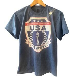 NWT Blue Cotton-Blend FIFA USA Women's 2015 World Cup Champions T-Shirt | Med